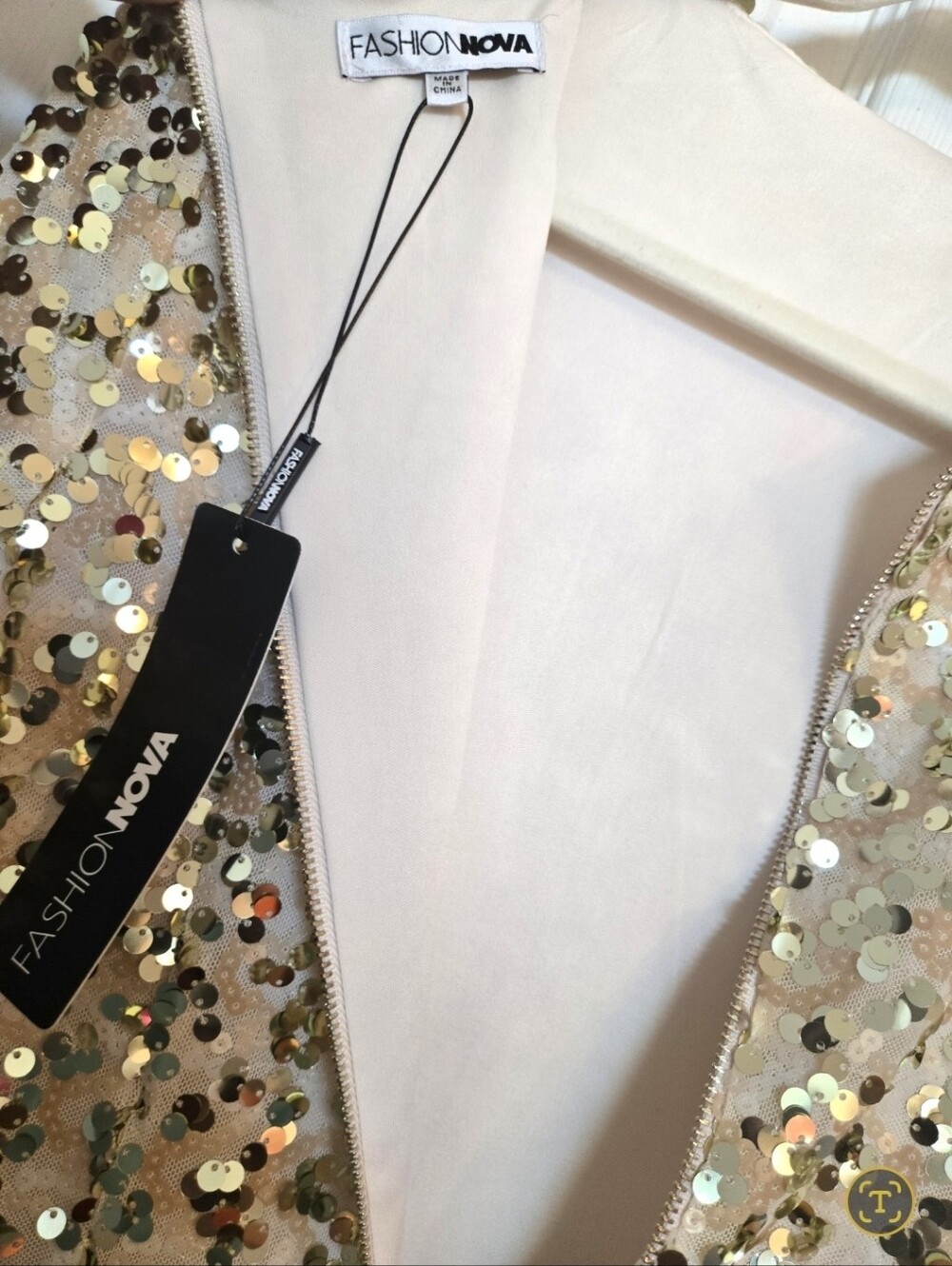 NWT Fashion Nova Champagne Baby Sequin Maxi Dress Gold XL - Picture 5 of 6